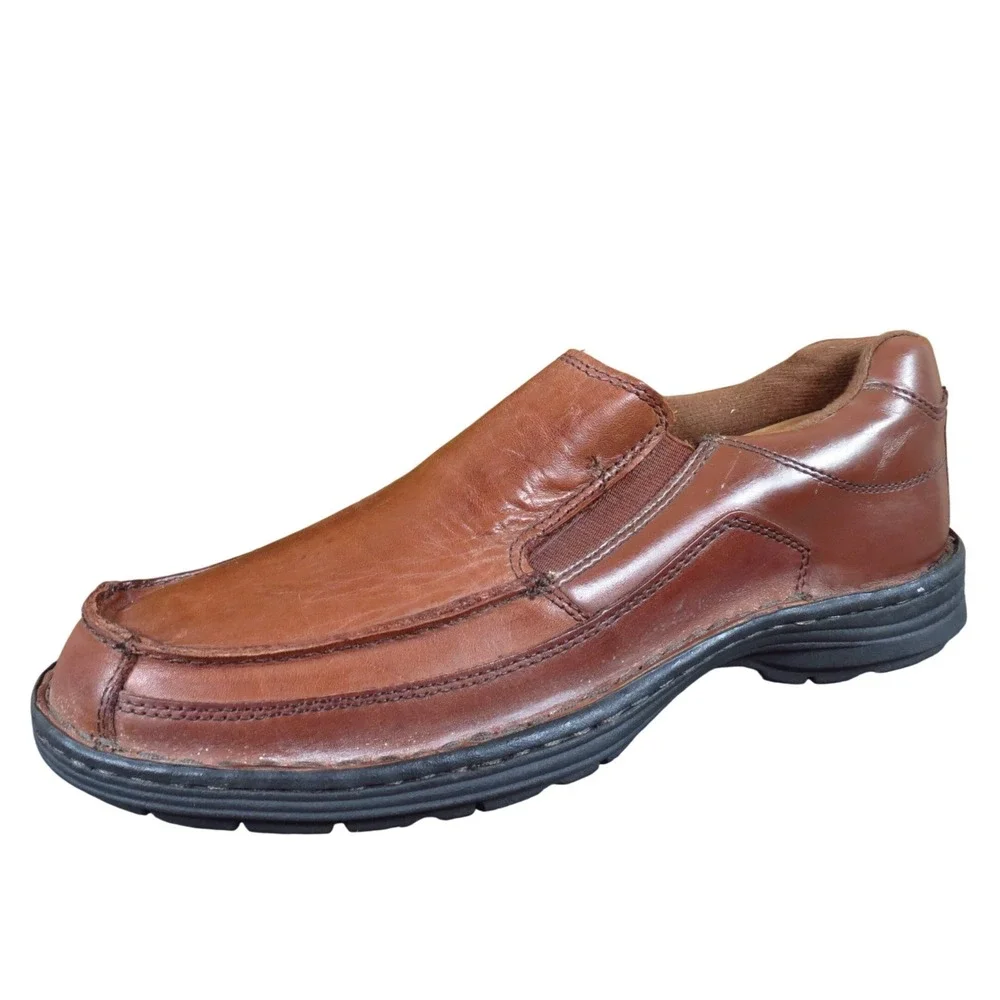 Dr. Scholl's Men Casual Slip On Loafer Shoes Size 10 Daily Comfort Brown Leather